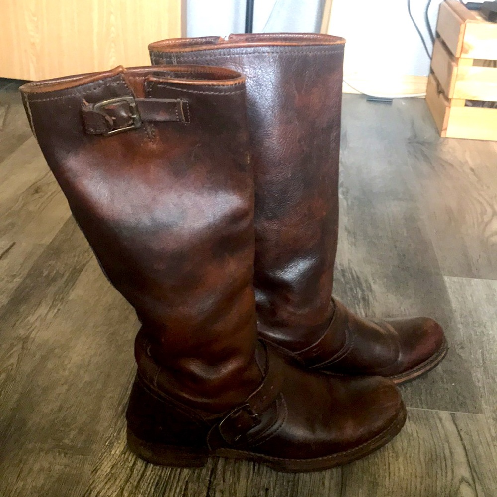 Frye mahogany color leather boots